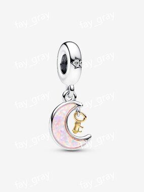 Pandora Two-tone Key & Moon Dangle Charm